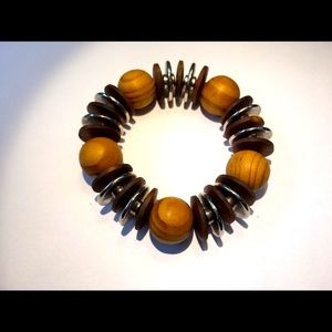 Classic Wooden and Silver Bracelet